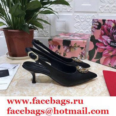 Dolce  &  Gabbana Heel 6.5cm Quilted Leather Devotion Slingbacks Black 2021